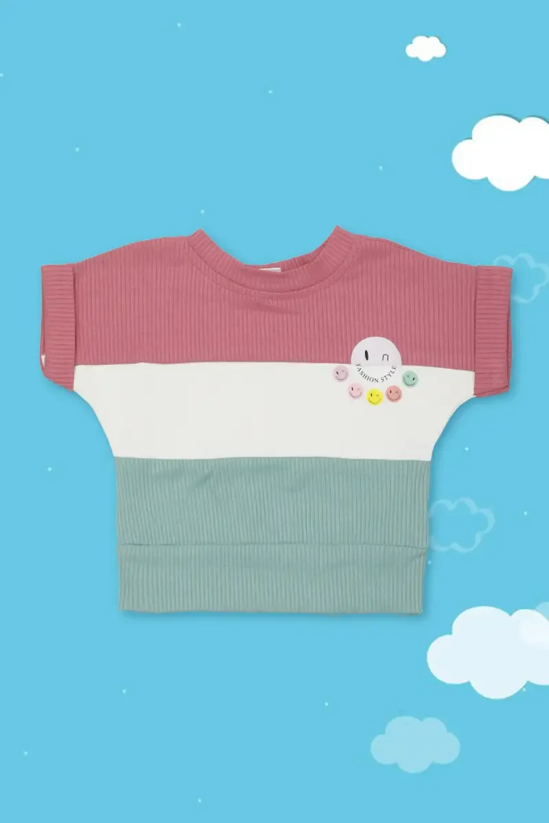 Corduroy Printed Top for Baby Girl 017669PIN&GRE612