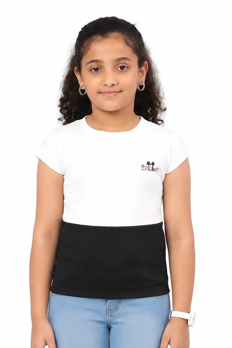 Girl's Corduroy Color Blocked Top (1 - 17 Yrs) 017671910YRSBLA