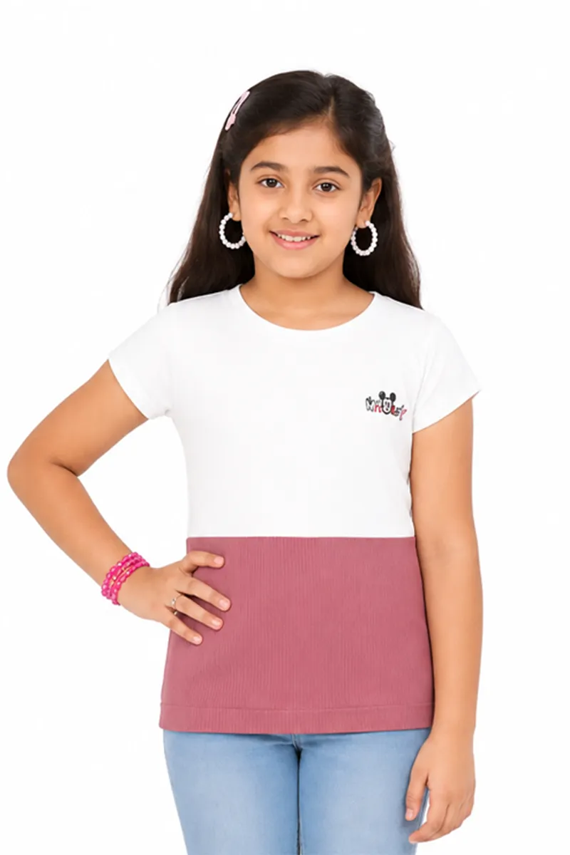 Girl's Corduroy Color Blocked Top (1 - 17 Yrs) 017671910YRSMAU