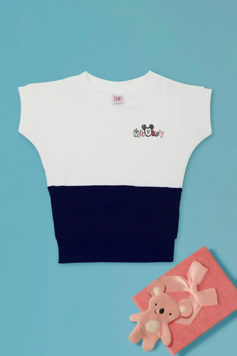 Baby Girl's Corduroy Printed Top 017673NAVBLU6122