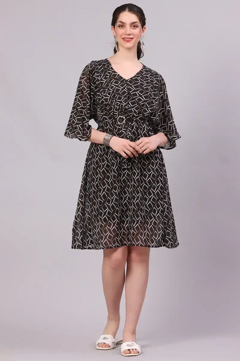Women's Georgette Geometric Print Dress