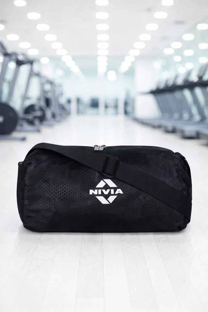 Nivia Duffle Gym Bags, Sports & Fitness Bag (Black) - Medium