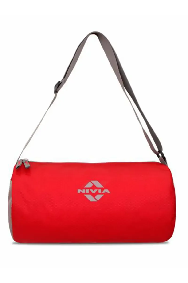 Nivia Duffle Gym Bags, Sports & Fitness Bag (Red/Grey) - Medium