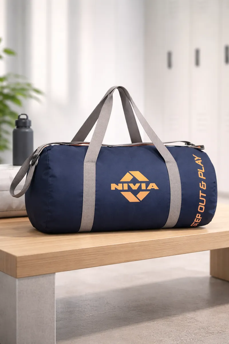 Nivia Enfold  Round Duffle Bags for Gym and Travel (Navy) - Medium