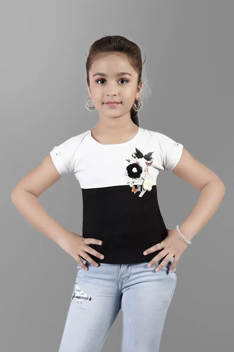 Girl's Polyester Embroidered Tops(5 - 17 Yrs) 0177491516YRSBLA