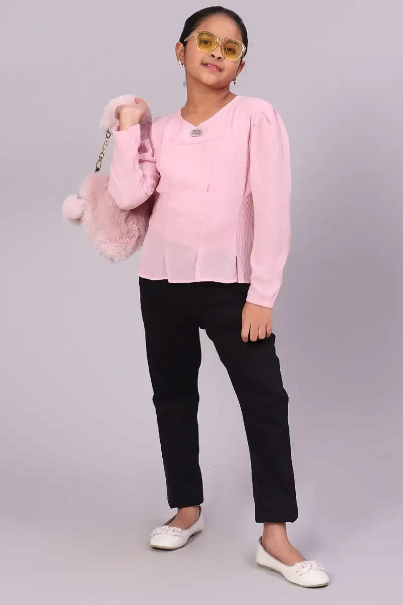 Girl's Georgette Solid Top (5 - 17 Yrs) 017773910YRSPIN