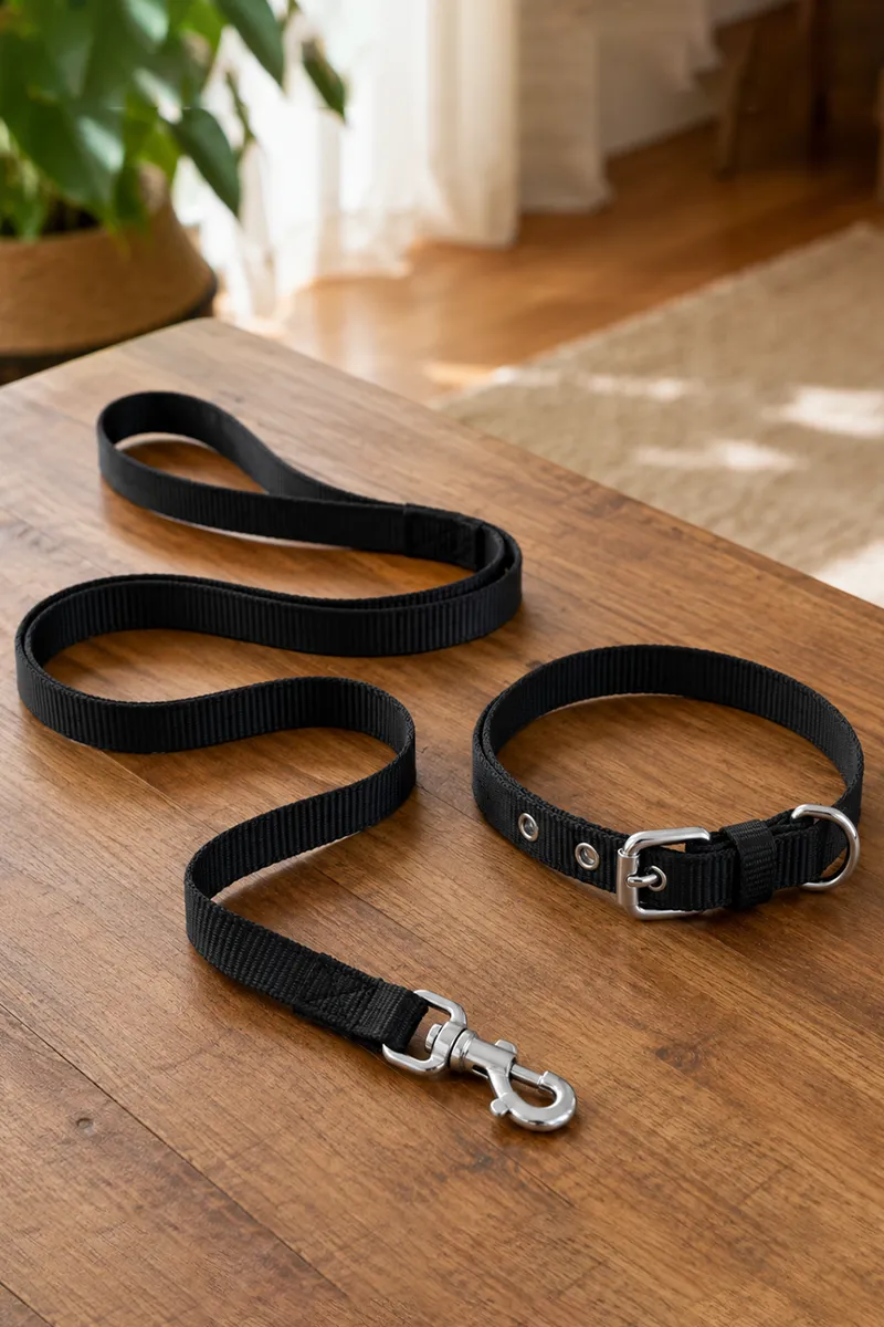 Canine Nylon Padded Adjustable Collars (Black) For Dogs - 2.0 mm