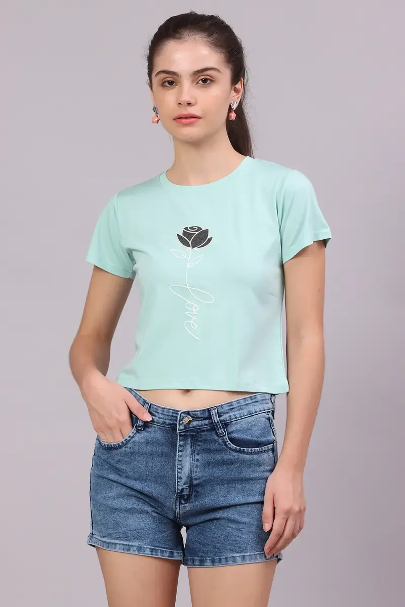 Lycra Printed T-Shirt for Women 017792LLIGGRE