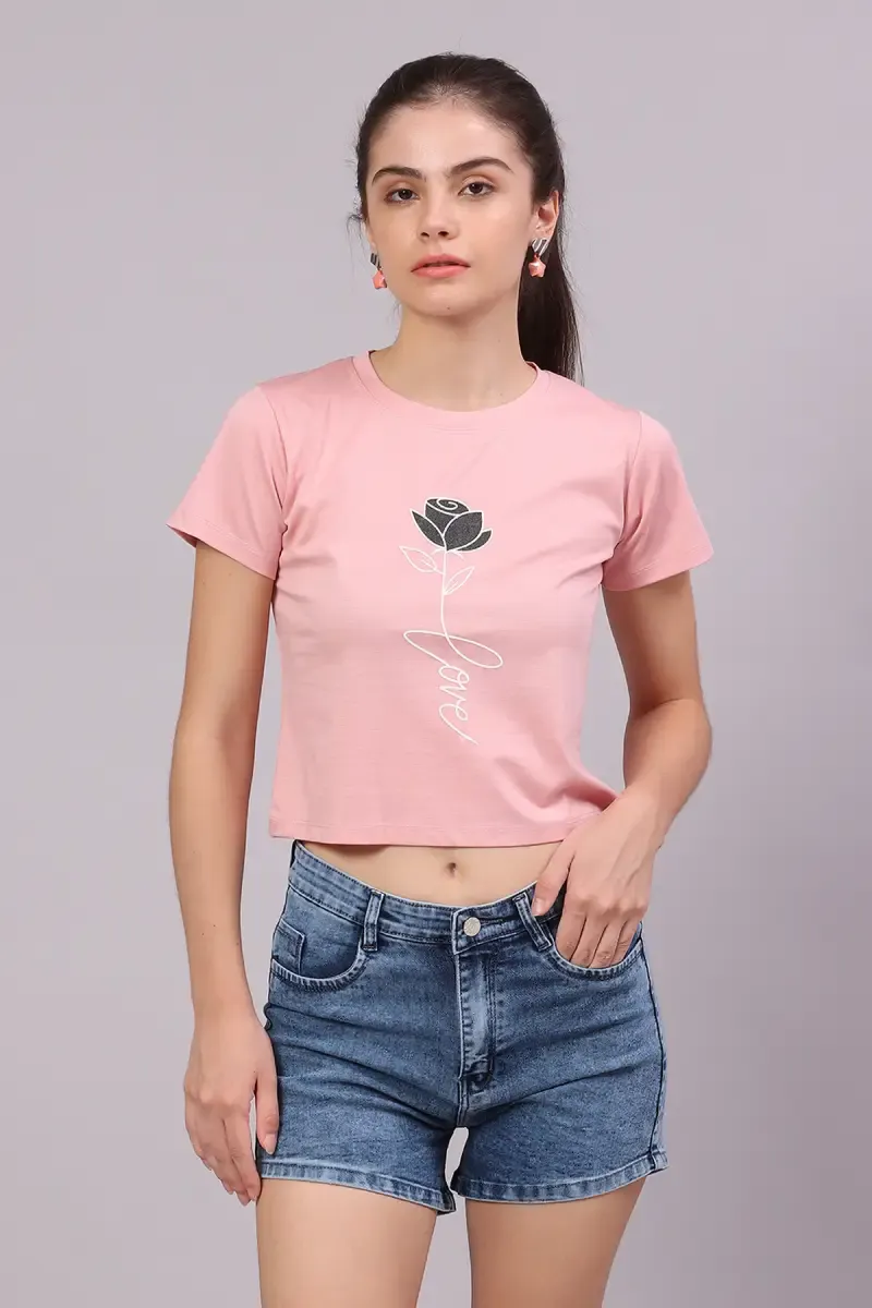 Lycra Printed T-Shirt for Women 017792XLPIN