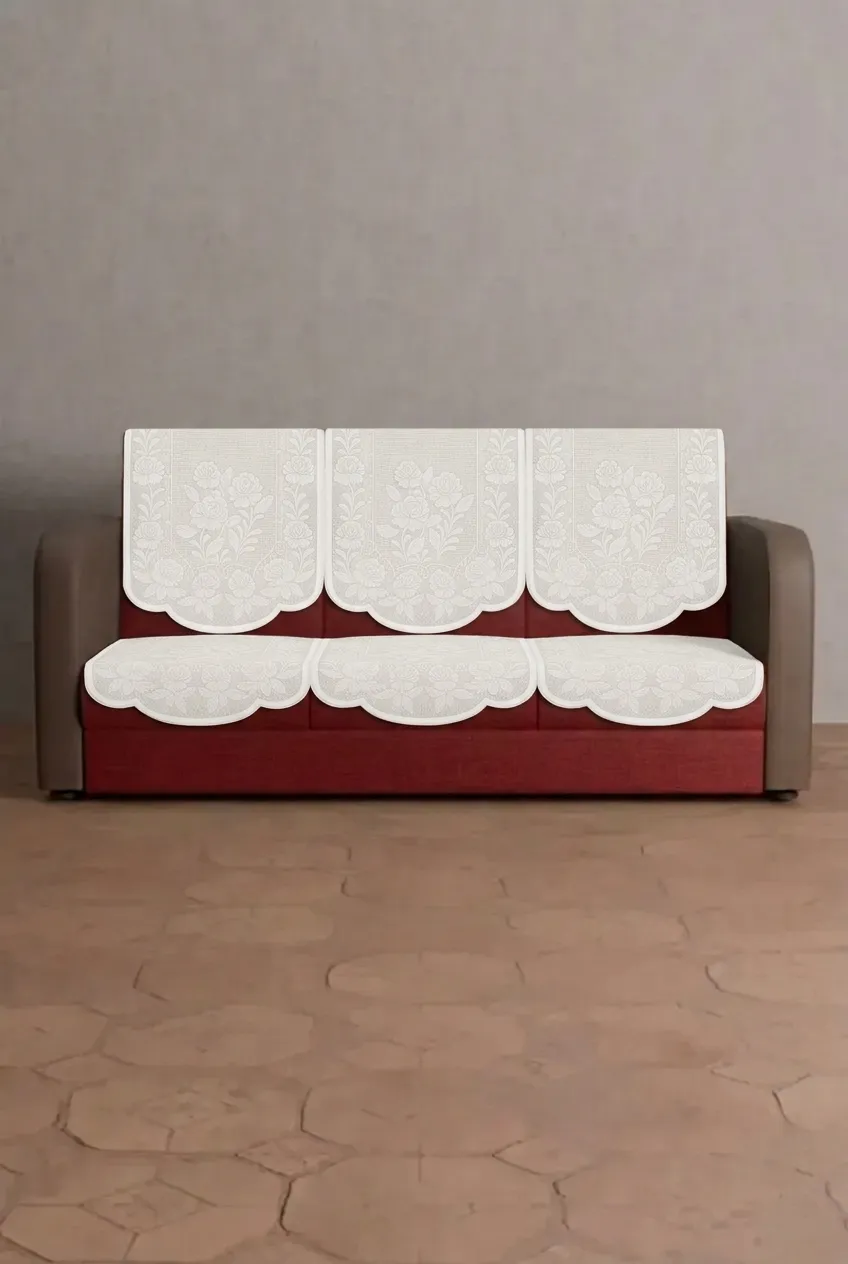 Sky Fab Knitted Sofa Cover Set 10 Pcs 017798KNIWHI