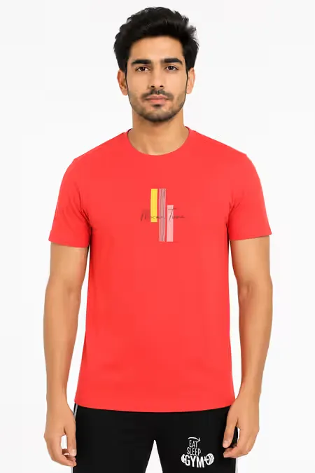 Men's Cotton Solid T-shirt with Placement Print