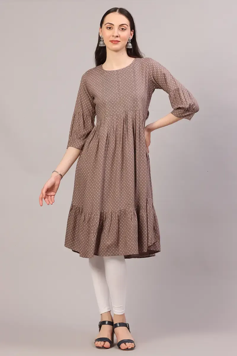 Rayon Printed Kurti for Women 017852XXLGRE2