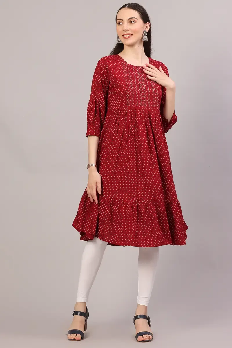 Rayon Printed Kurti for Women