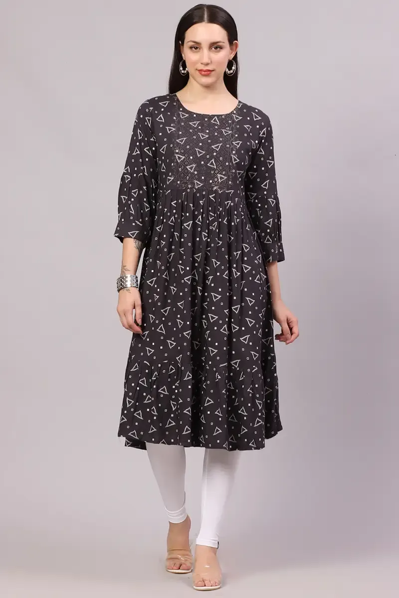 Rayon Printed Kurta for Women