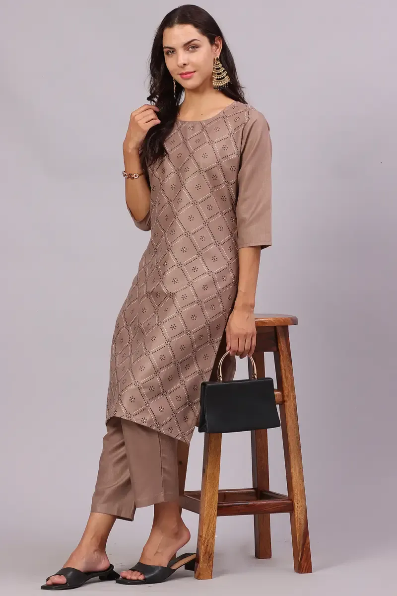 Cotton Printed Kurti with Pant Set for Women
