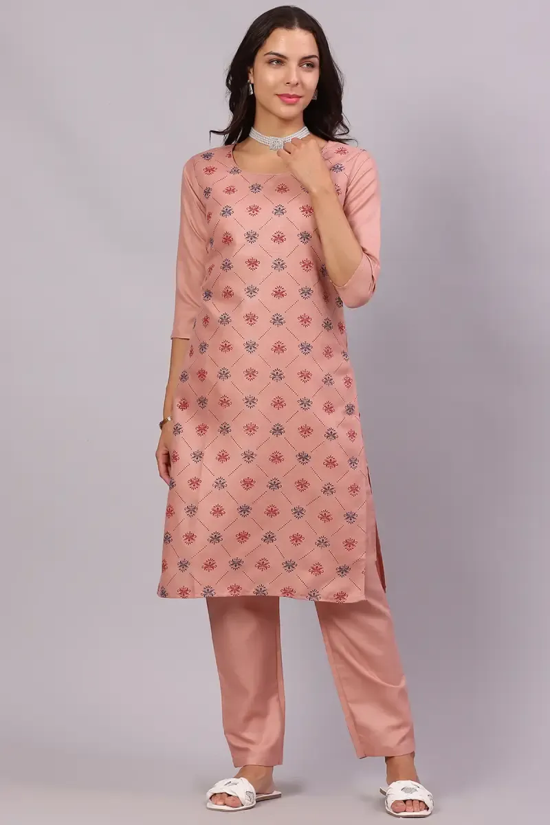 Cotton Printed Kurti with Pant Set for Women
