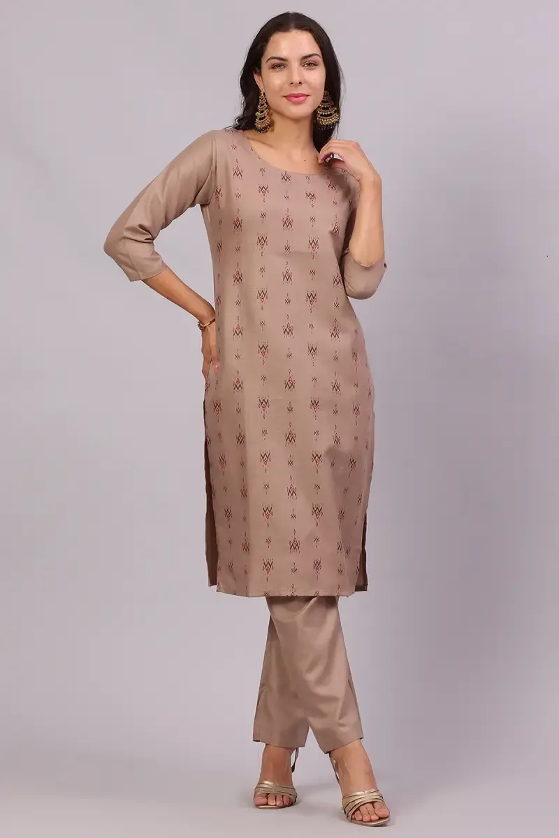 Cotton Printed Kurti with Pant Set for Women
