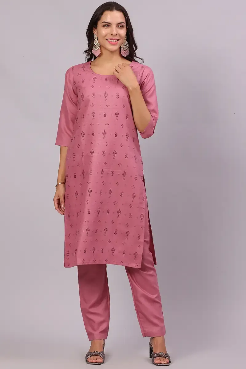 Cotton Printed Kurta with Pant Set for Women