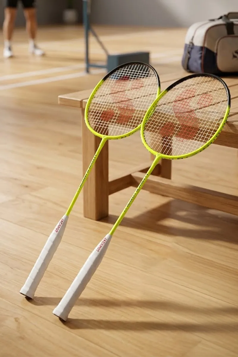 Badminton Racquet with Cover - Pack Of 2 (Color May Vary)