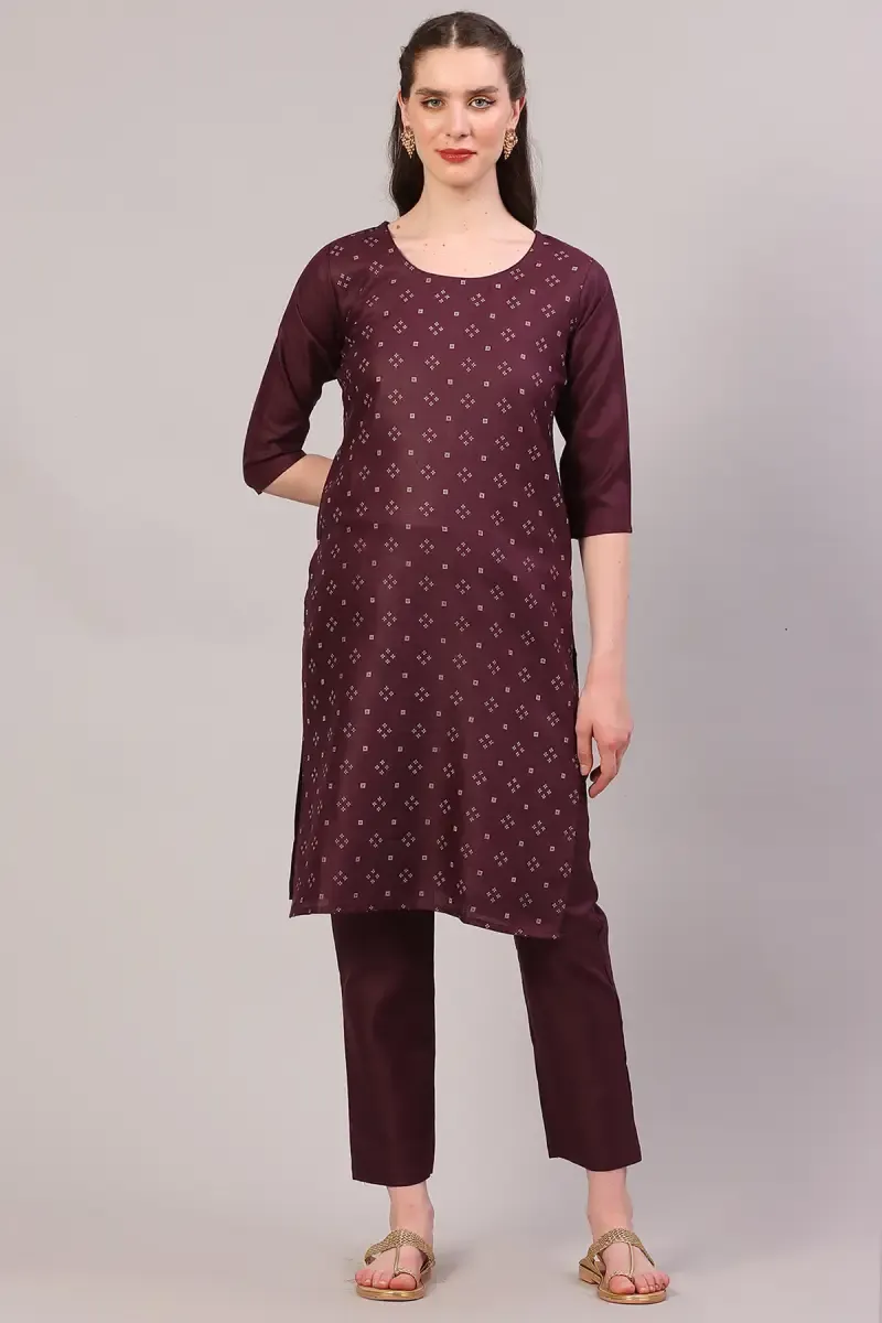 Cotton Printed Kurti with Pant Set for Women
