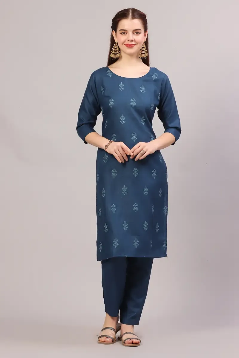 Cotton Printed Kurti with Pant Set for Women 017921XXLTEA