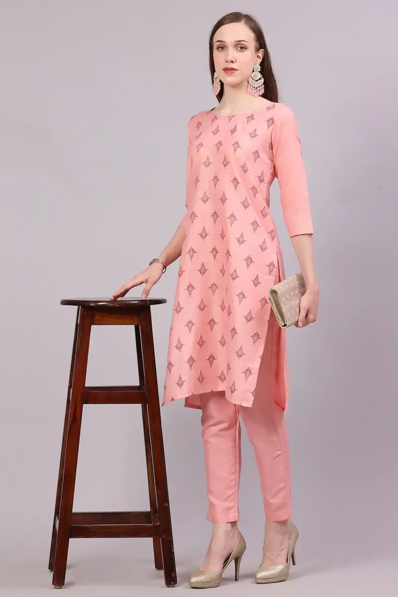 Cotton Printed Kurti with Pant Set for Women
