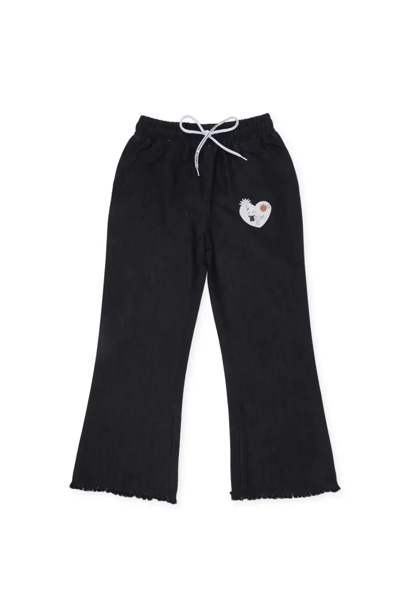 Denim Solid Palazzo Pant for Girls 017950BLA910YRS