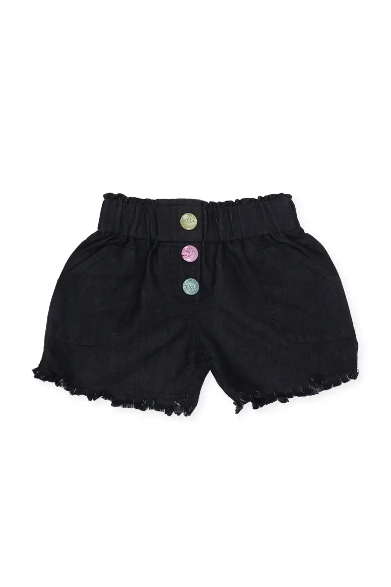 Girl's Denim Solid Casual Shorts 017962BLA34YRS