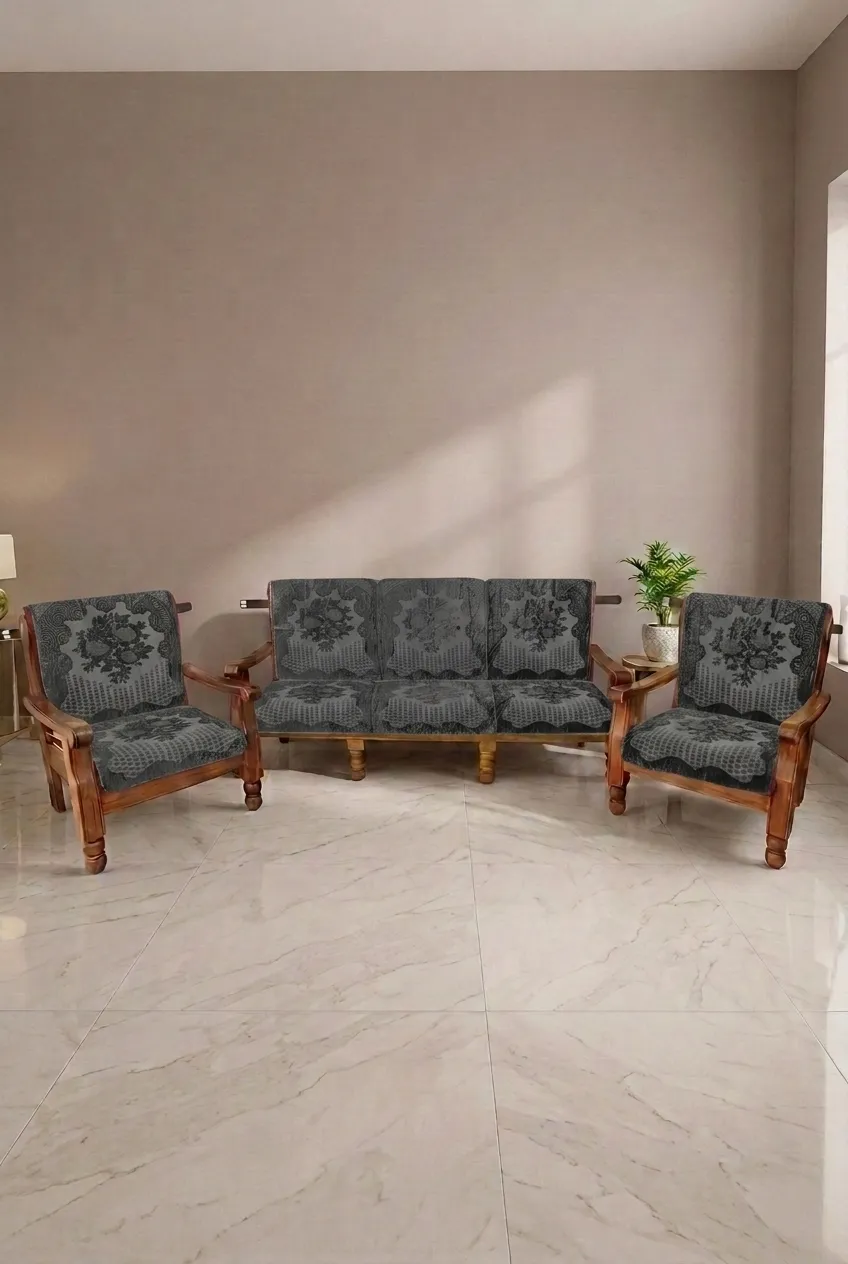 Sky Fab Velvet Sofa Cover Set 017966VELDARGRE