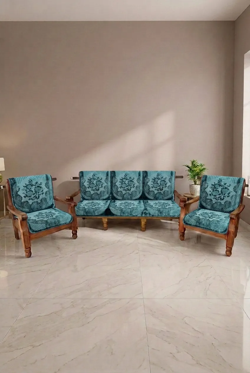 Sky Fab Velvet Sofa Cover Set 017966VELTEA