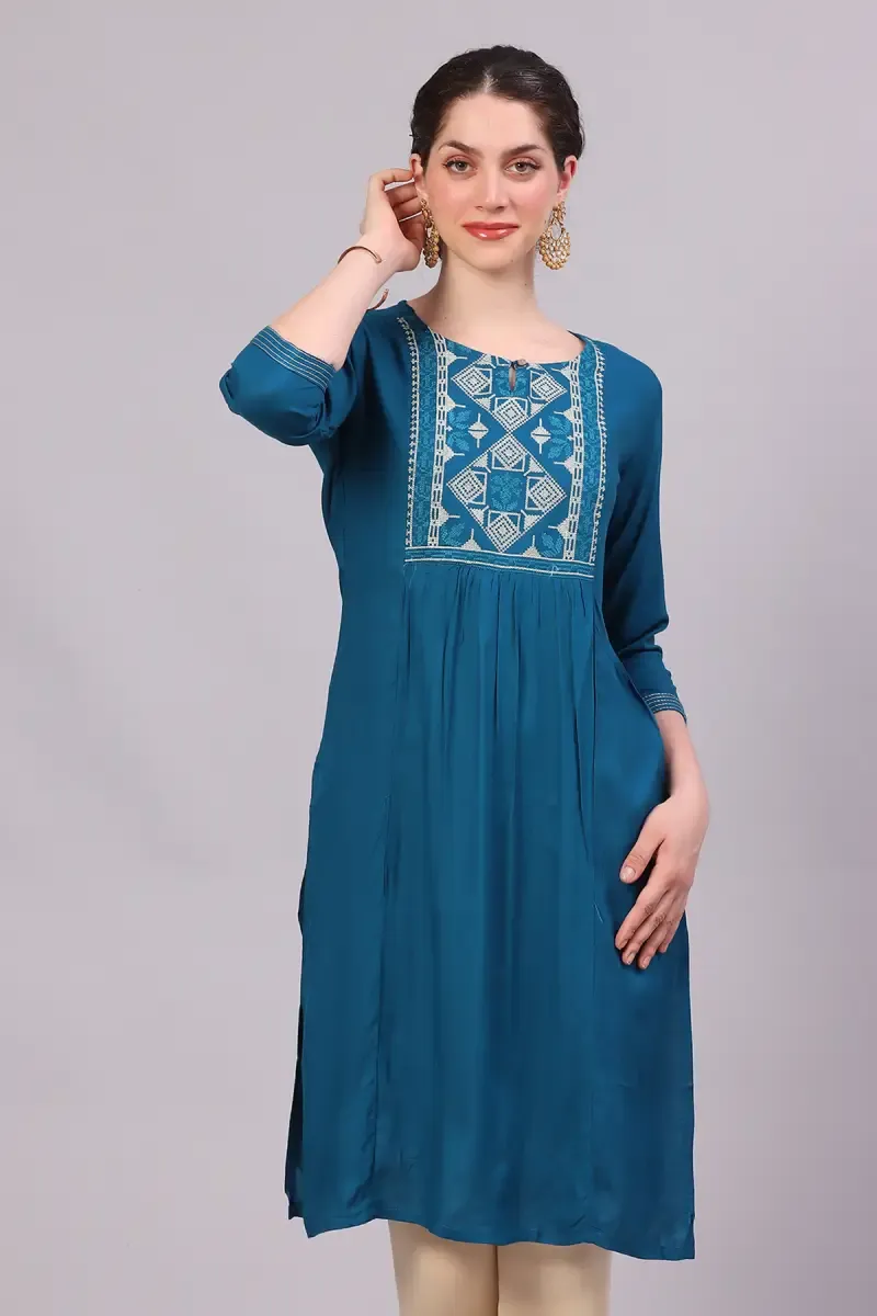 Rayon Embroidered Kurti for Women  018006XLTEA2