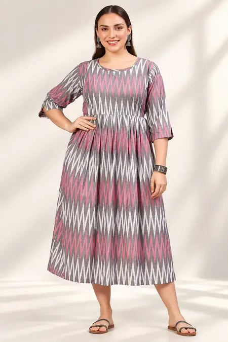 Cotton Chevron Printed  Maternity Kurti for Women - Plus Size