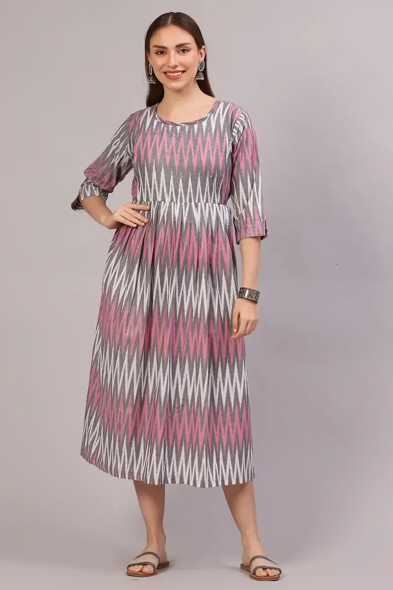 Cotton Chevron Printed  Maternity Kurti for Women 018022XXLPIN