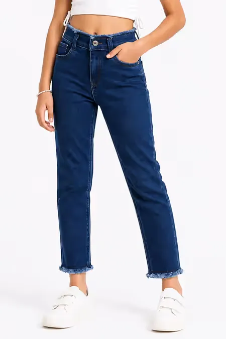 Girl's Denim Solid Stretchable Jeans 018023910YRSDARBLU