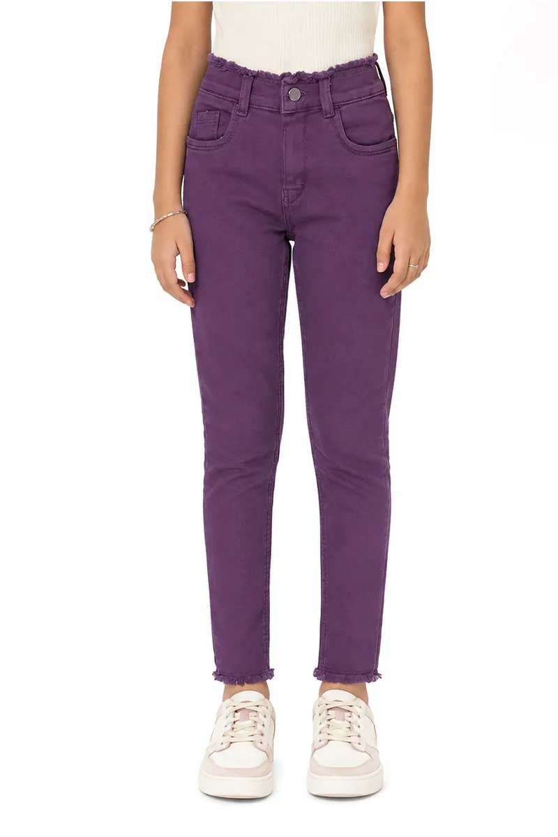 Girl's Denim Solid Stretchable Jeans 01802378YRSPUR