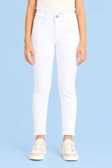 Girl's Denim Solid Stretchable Jeans 01802378YRSWHI