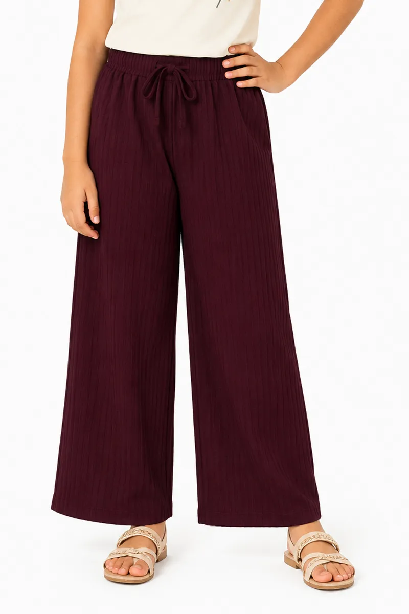 Girl's Lycra Solid Palazzos 018027BUR78YRS
