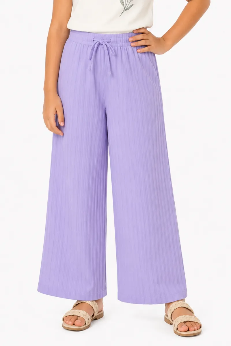 Girl's Lycra Solid Palazzos 018027LAV1112YRS
