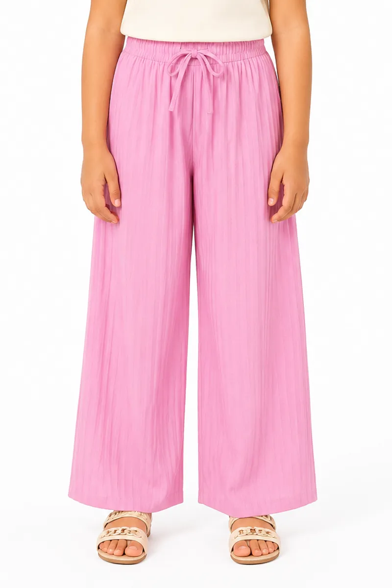 Girl's Lycra Solid Palazzos 018027PIN910YRS