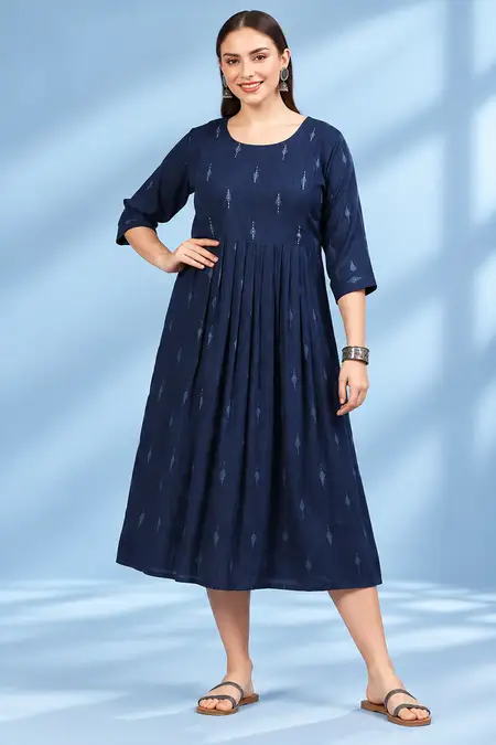 Cotton Blend Printed Maternity Feeding Kurti for Women - Plus Size