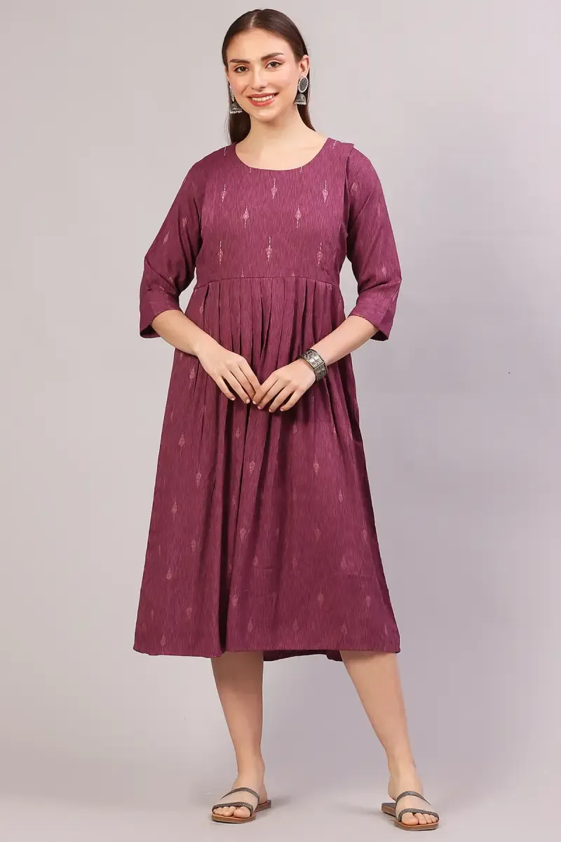 Cotton Blend Printed Maternity Feeding Kurti for Women 018029XLMAU