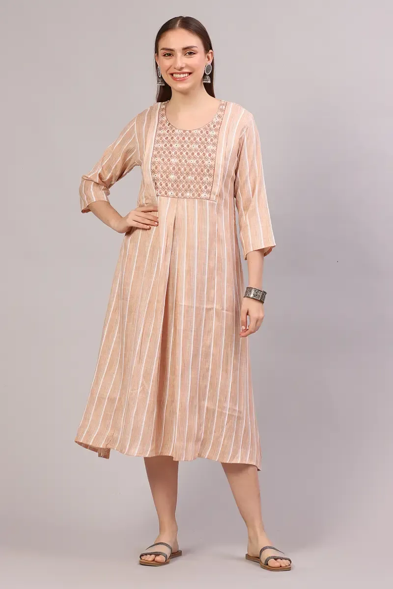 Cotton Blend Printed Embroidery Maternity Dress for Women 0180303XLBRO