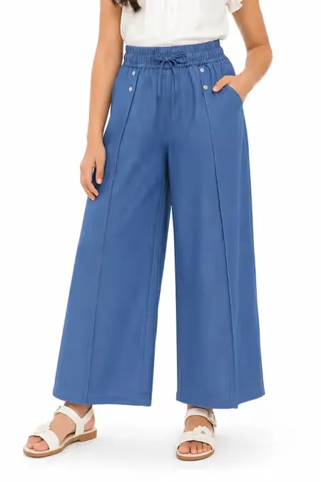 Girl's Denim Solid Palazzos 018052BLU56YRS