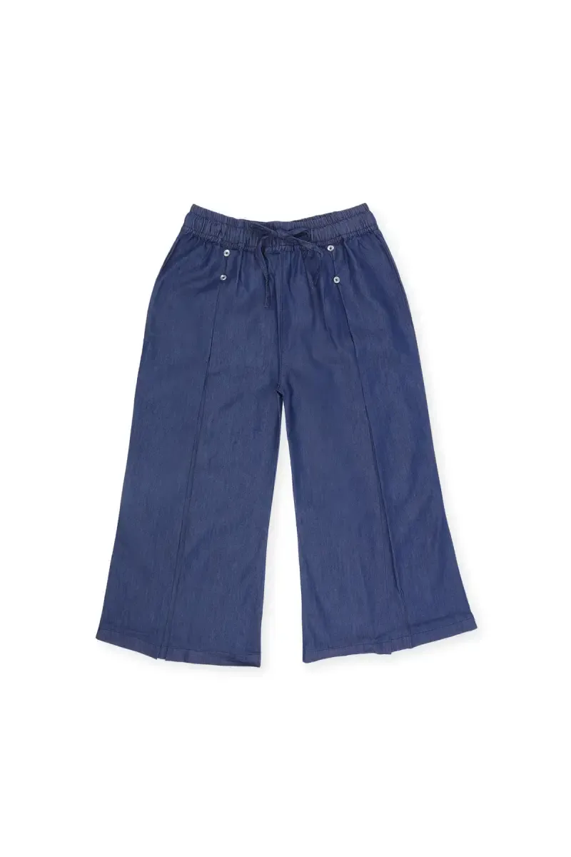 Girl's Denim Solid Palazzos 018052NAVBLU78YRS
