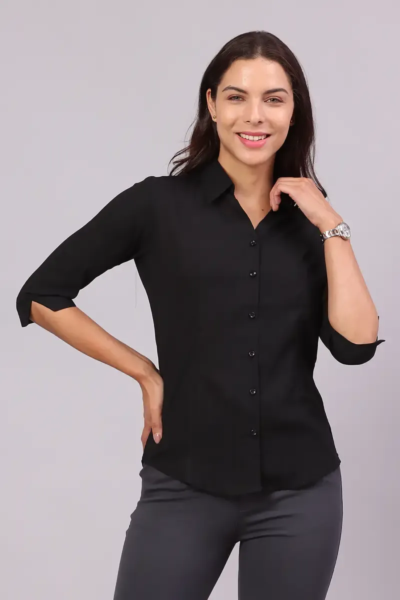 Georgette Solid Shirt for Women 018053XXLBLA