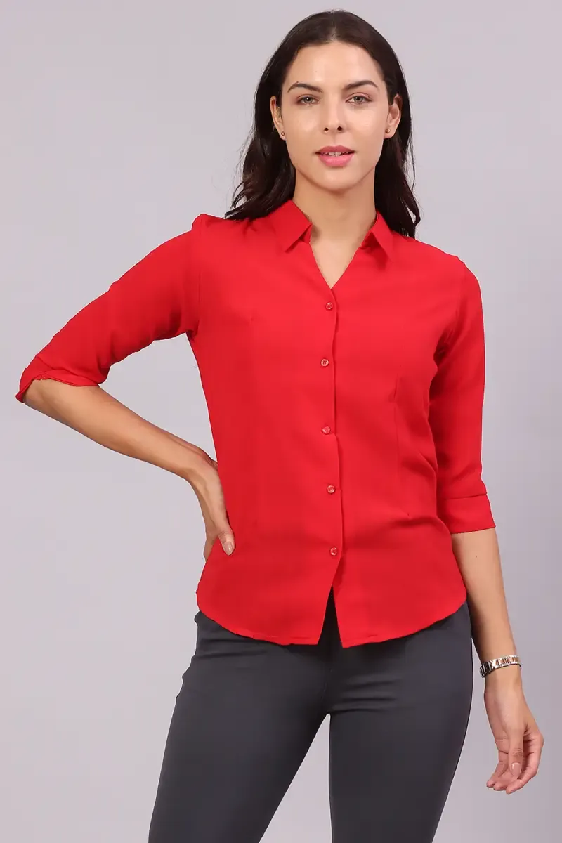 Georgette Solid Shirt for Women 018053LRED
