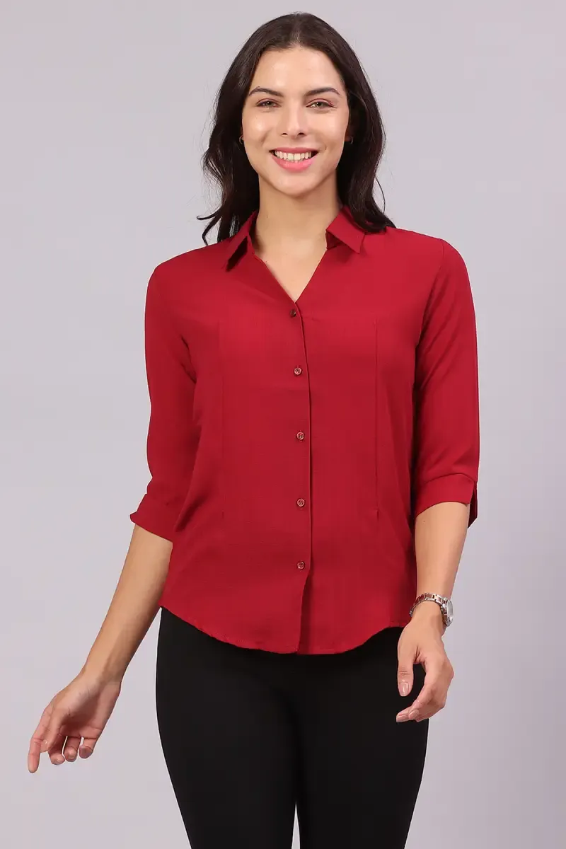 Georgette Solid Shirt for Women 018053XLMAR