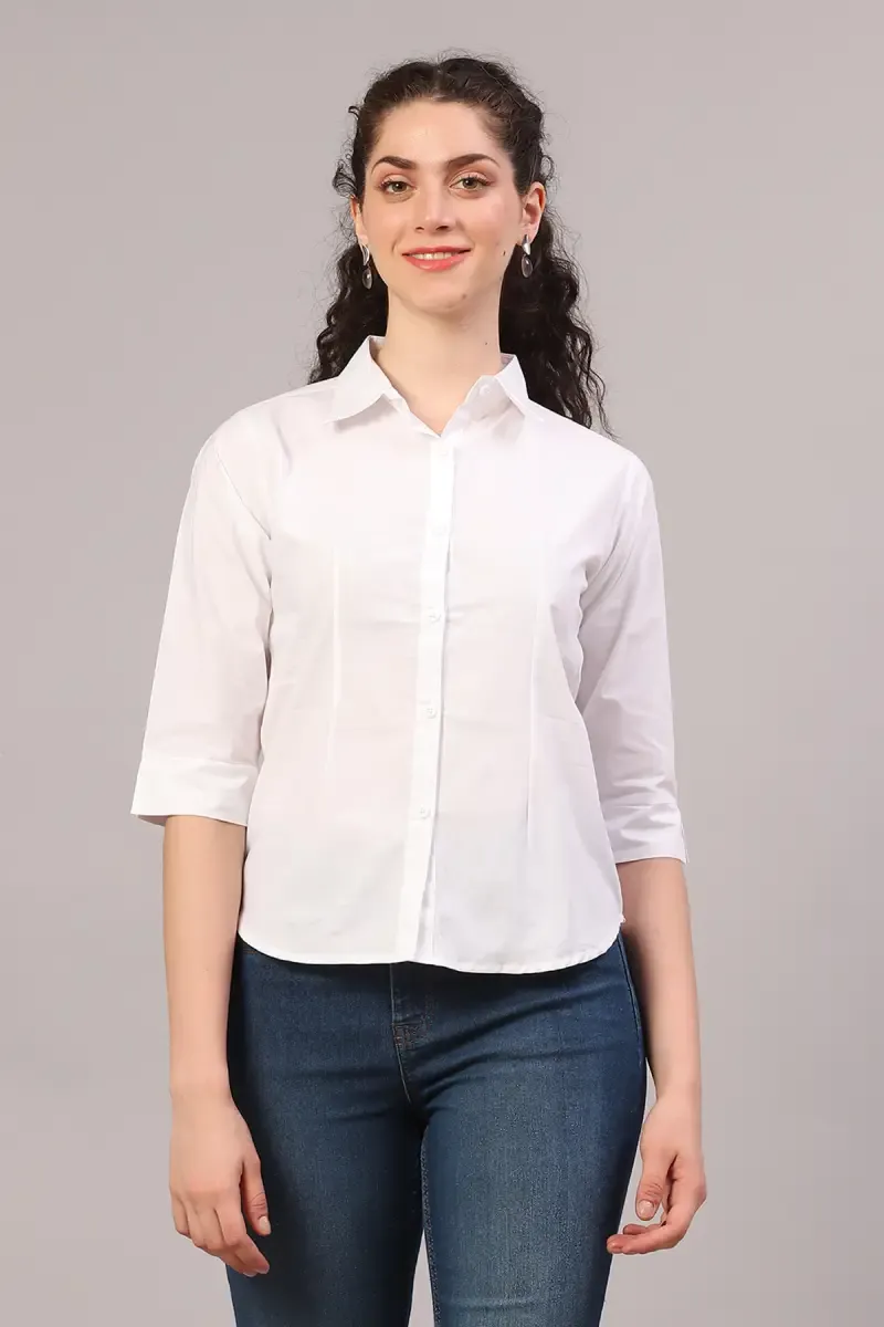 Polyester Solid Shirt for Women 018069MWHI