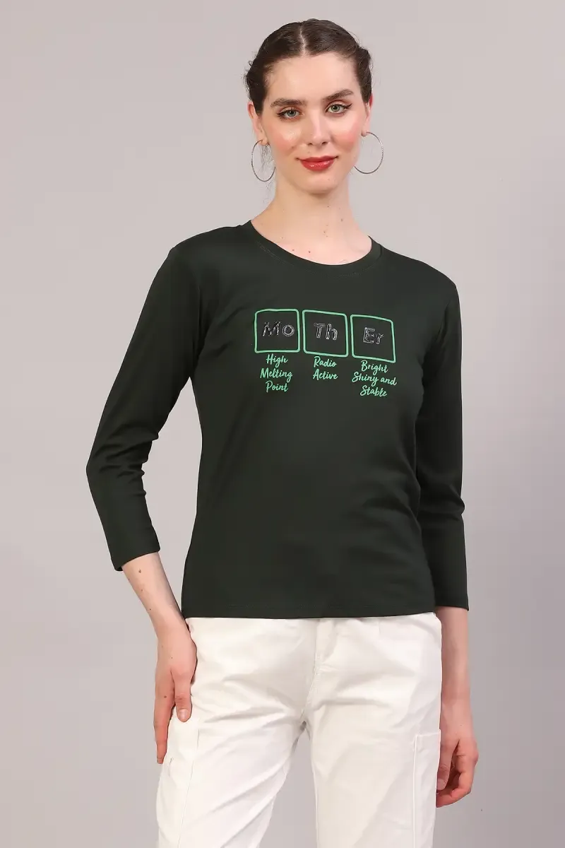 Cotton Blend Printed T-Shirt for Women 018084XLDARGRE