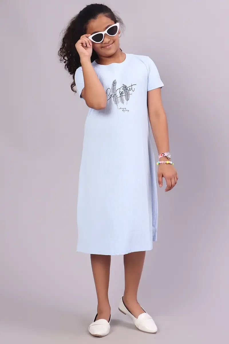 Girl's Lycra Printed Top (9 - 16 Yrs) 0180901516YRSSKYBLU